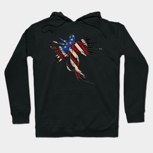 Fly Fishing Red White and Blue American Flag Patriotic Fly Fish Hoodie